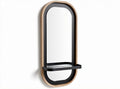Spiegel met houten frame en opslagplank 70 x 30 x 5cm zwart en bruin