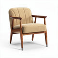 Retro fauteuil met stoffen bekleding en houten armleuningen 70 x 70 x 80cm