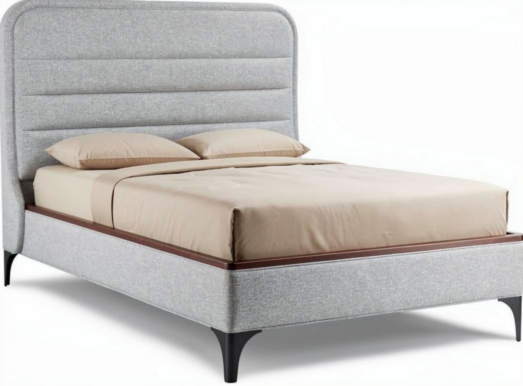Stapelbed met stoffen bekleding en houten basis 200 x 160 x 100cm