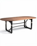 Eettafel van hout met metalen onderstel 200 x 100 x 75 cm bruin zwart