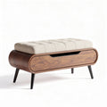 Houten bank met opbergruimte en stoffen kussen 100 x 40 x 45cm
