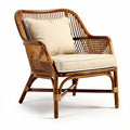 Rotan fauteuil met kussen voor binnen en buiten in naturel kleur 80 x 80 x 90cm