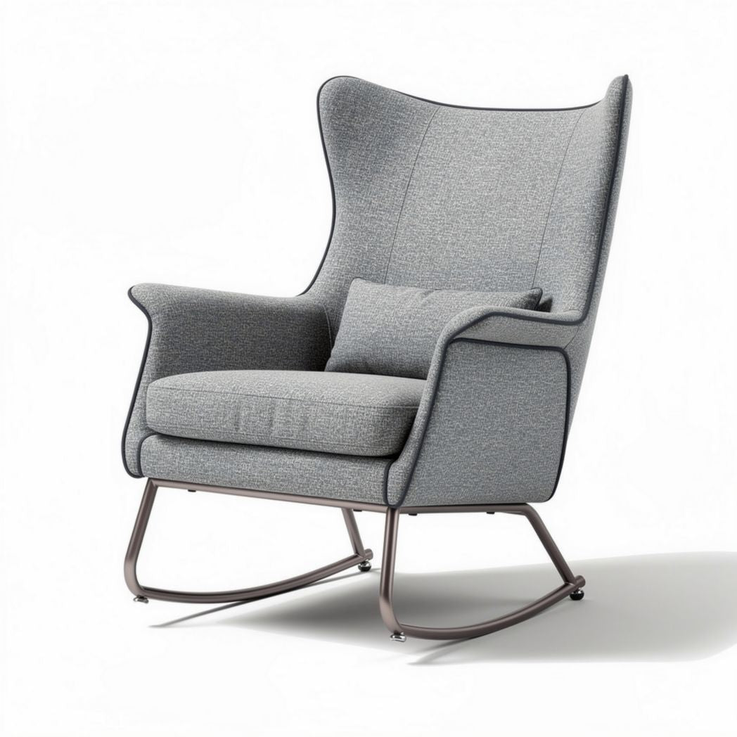 Schommelstoel van stof met kussens in grijs 80 x 75 x 100cm