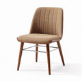 Stoel van stof met houten poten en metalen frame afmeting 45 x 40 x 85cm