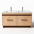 Twee wastafels met houten kast en witte bovenkant 120 x 50 x 80cm