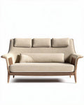 Bank van stof met houten frame en kussen in beige 180 x 80 x 90cm
